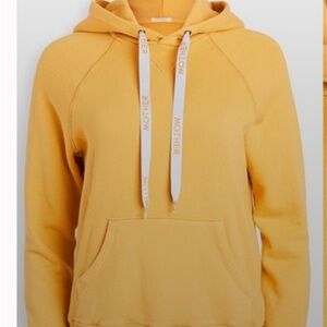 MOTHER Yellow Pullover Hoodie with Logo Drawstrings